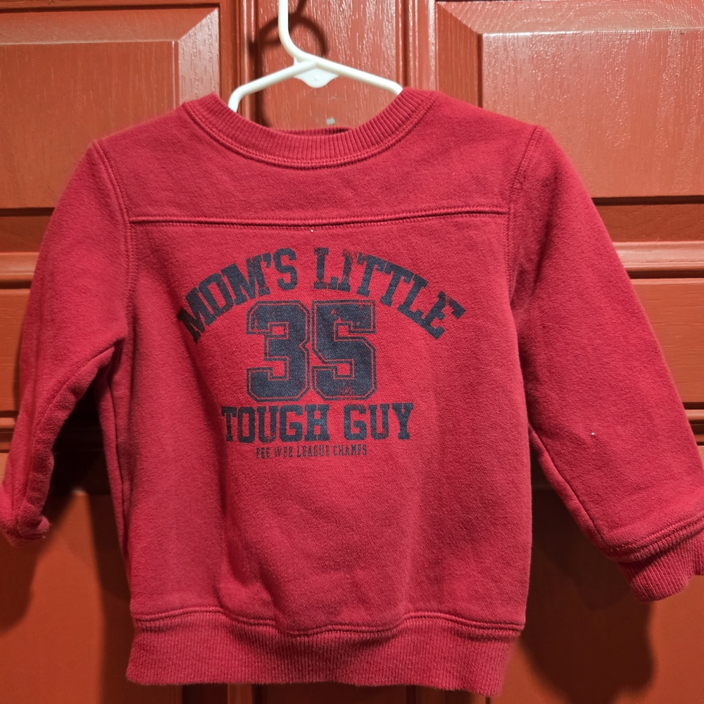 Jumping Beans Red Kids Sweatshirt, Boys 24 Months Sweat Shirt Mom's Little Tough